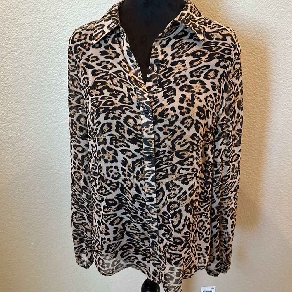 Inc Button Down Sheer Blouse - image 2